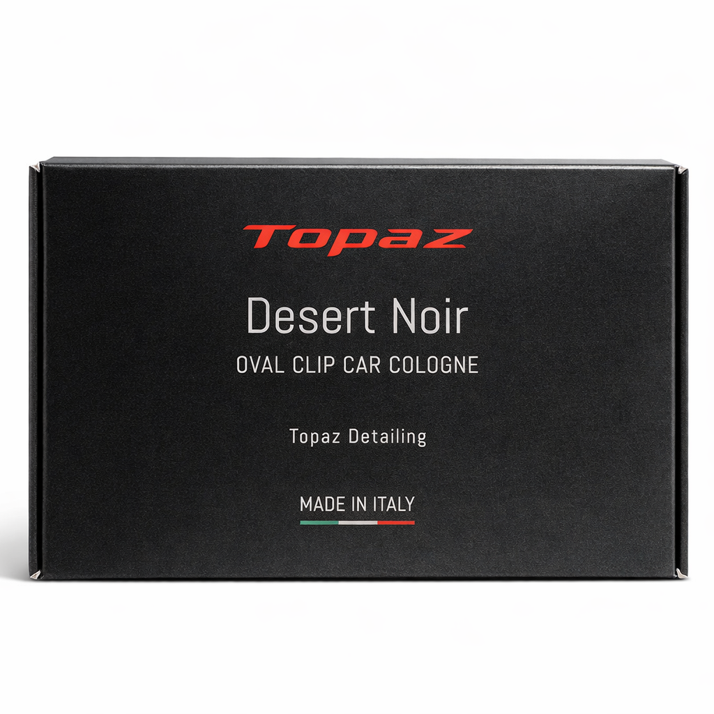 Topaz Oval Clip Dessert Noir air freshener — angled view